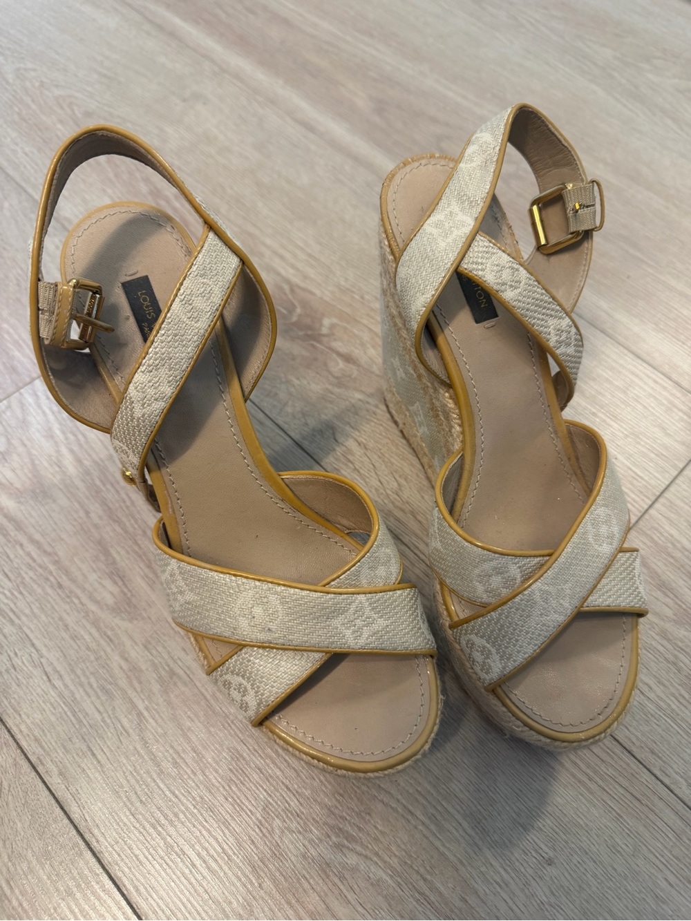 Louis Vuitton Monogram Wedge Sandals 38.5